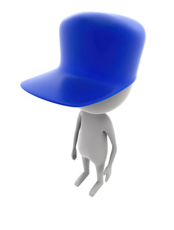 3d man officer concept in white background - 3d rendering , top angle viewの写真素材