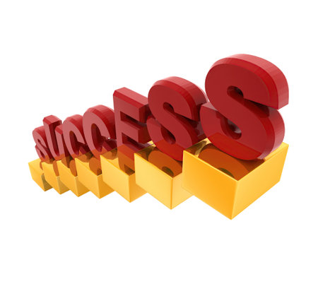 3d successstairs concept on white background, top angle viewの写真素材