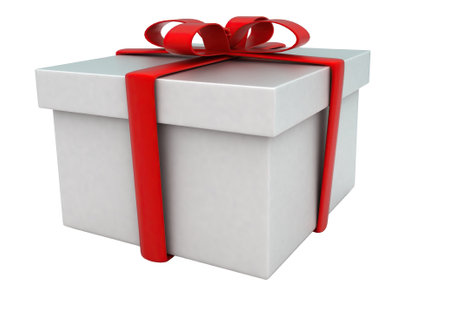 3d wrapped gift concept in white isolated background - 3d rendering , side angle view