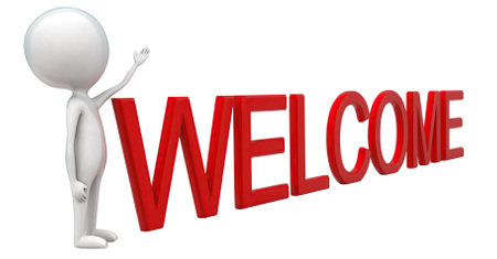 3d man presenting welcome text concept in white isolated background - 3d rendering , side angle viewの写真素材