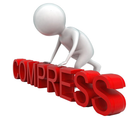 3d man presenting compress text concept in white isolated background - 3d rendering , side angle viewの写真素材