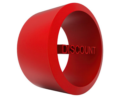 3d discount concept in white isolated background - 3d rendering , side angle viewの写真素材