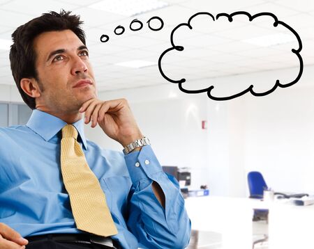 Portrait of a businessman thinking about somethingの写真素材