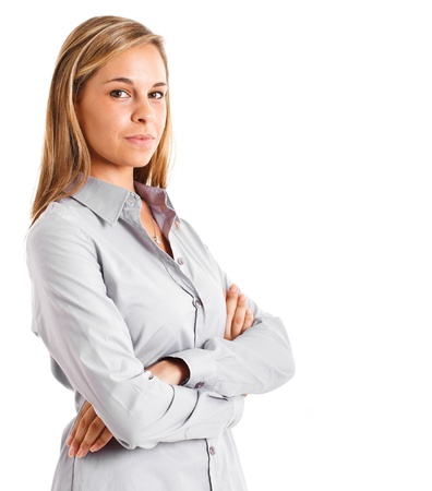 Portrait of a young businesswoman isolated on whiteの写真素材