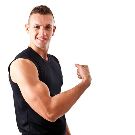 Muscular man showing his musclesの写真素材