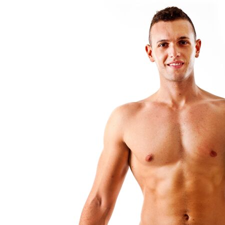 Muscular man showing his musclesの写真素材
