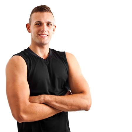 Muscular man showing his musclesの写真素材