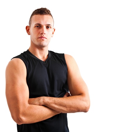Muscular man showing his musclesの写真素材