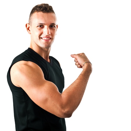 Muscular man showing his musclesの写真素材