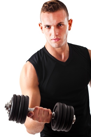 Muscular man lifting weightsの写真素材
