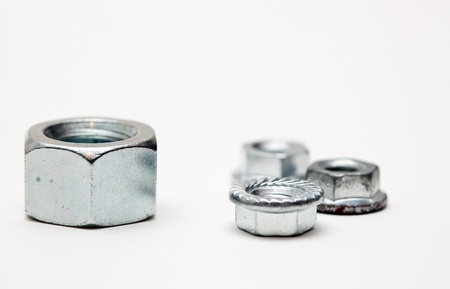 Group of metal nuts and bolts