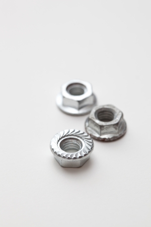 Group of metal nuts and bolts