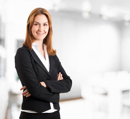 Portrait of a young smiling businesswomanの写真素材