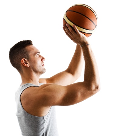 Basketball player in free throw poseの写真素材