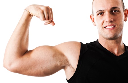 Fitness man showing his musclesの写真素材