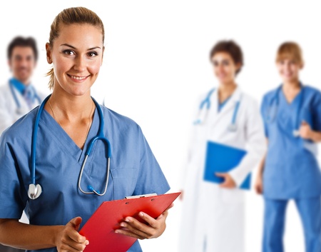 Portrait of a friendly female doctorの写真素材