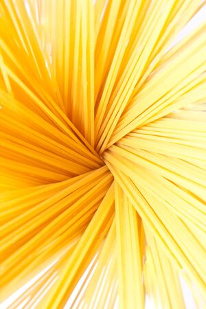 Close-up of spaghetti pasta from an unusual point of viewの写真素材