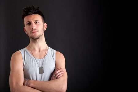 Fashion portrait of an handsome young manの写真素材