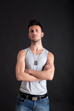 Fashion portrait of an handsome young manの写真素材