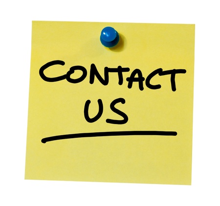 Contact us written on a sticky noteの写真素材