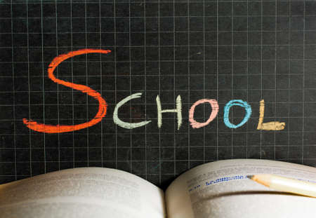 Word School written on a blackboard  Education conceptの写真素材