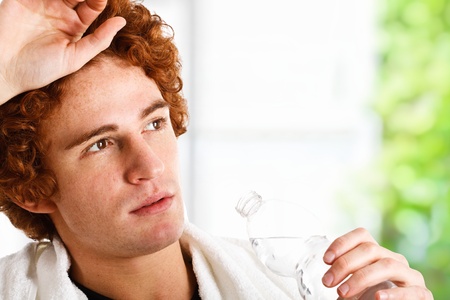 Portrait of a young healthy man after a training sessionの写真素材