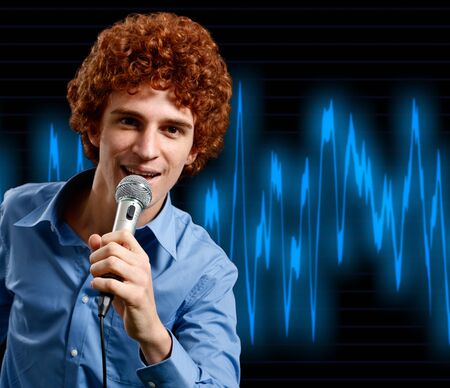 Portrait of a young man singing