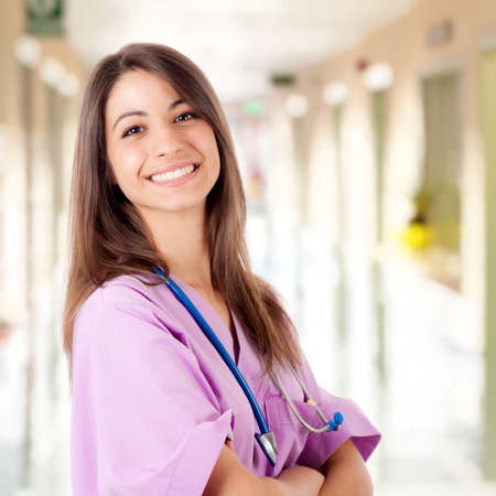 Portrait of a friendly nurseの写真素材