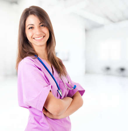 Portrait of a friendly nurseの写真素材