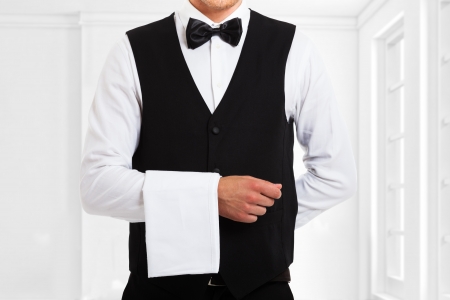 Portrait of a professionale waiterの写真素材