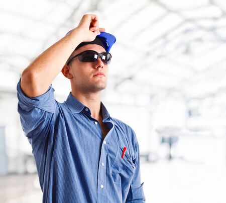 Engineer looking at something in a construction site