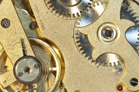Macro shoot of the interior of an old watch