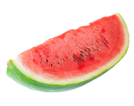 Watermelon slice isolated on white backgroundの写真素材