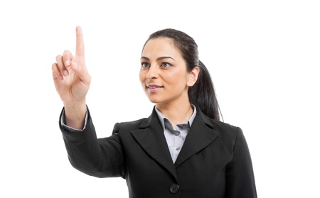 Portrait of a businesswoman using a touchscreenの写真素材