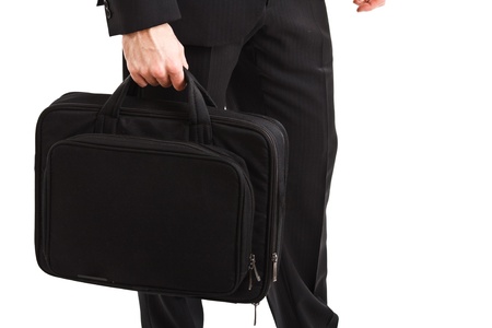 Worker carrying a laptop bag