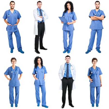 Collection of full length portraits of medical workers Collection of full length portraits of medical workers