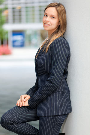 Portrait of a young smiling businesswomanの写真素材