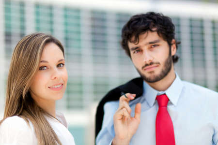 Outdoor portrait of business peopleの写真素材
