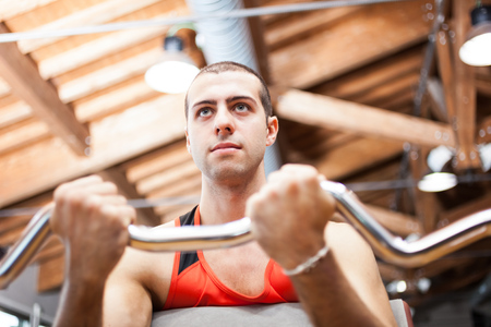 Man working out in a fitness club