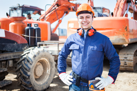 Portrait of worker in a construction site