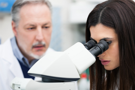 Researchers at work in a laboratoryの写真素材