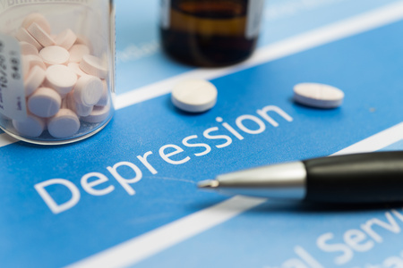 Depression related documents and drugsの写真素材