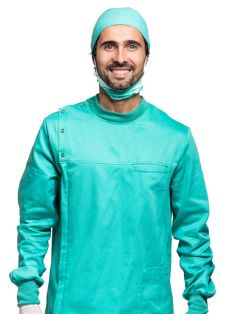 Surgeon isolated on whiteの写真素材