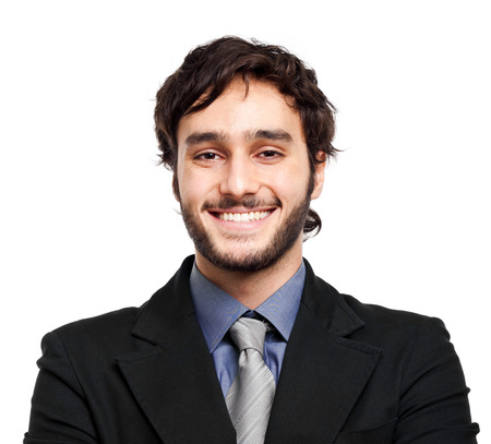 Smiling businessman on white backgroundの写真素材
