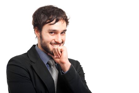 Smiling businessman isolated on whiteの写真素材