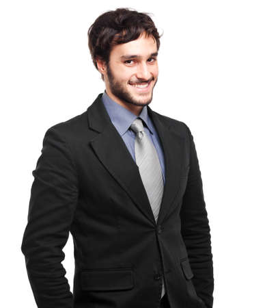 Smiling businessman isolated on whiteの写真素材
