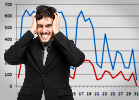 Desperate businessman, financial crisis conceptの写真素材