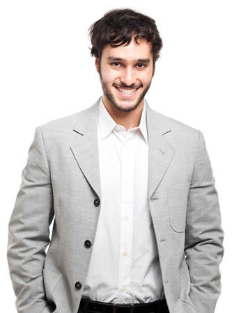 Smiling man isolated on whiteの写真素材