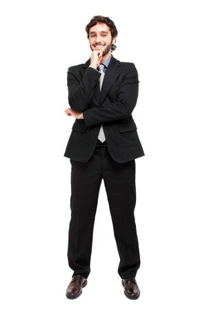 Smiling businessman isolated on whiteの写真素材