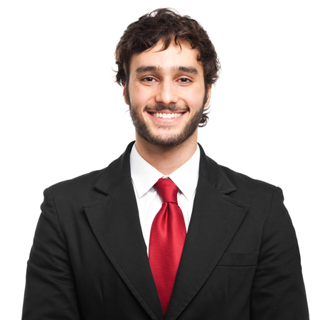 Smiling businessman isolated on whiteの写真素材